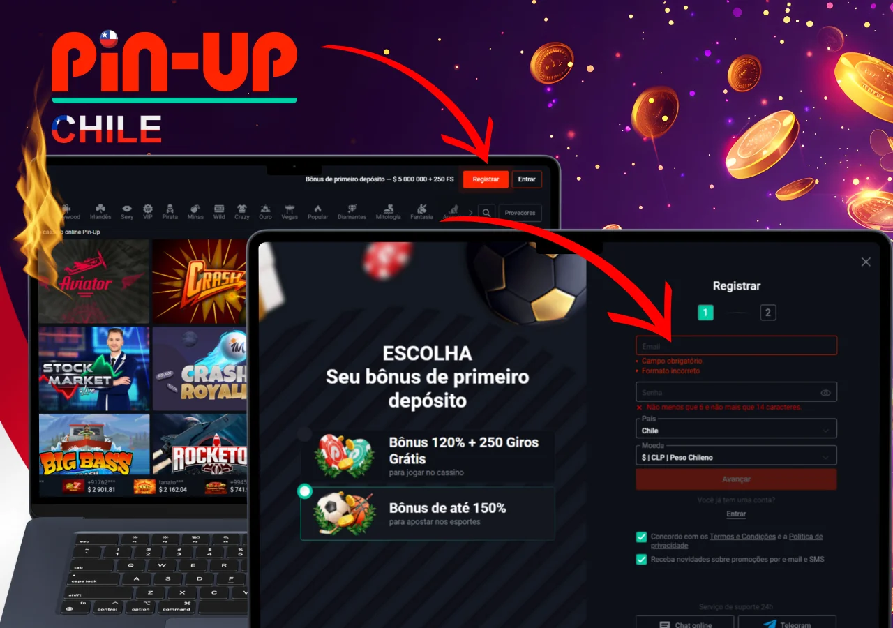 Para empezar a jugar a Aviator, registrate y selecciona el bono disponible.